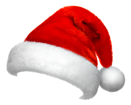 Santa Claus red hat isolated on white backgroundの写真素材