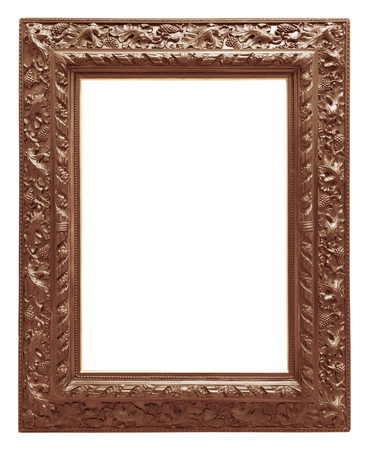 Wooden vintage frame isolated on white backgroundの写真素材