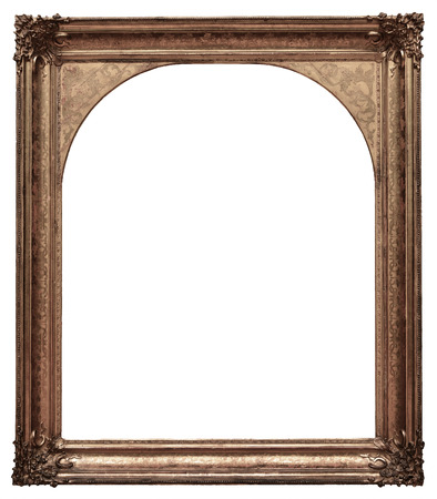 Vintage wooden frame isolated on white backgroundの写真素材