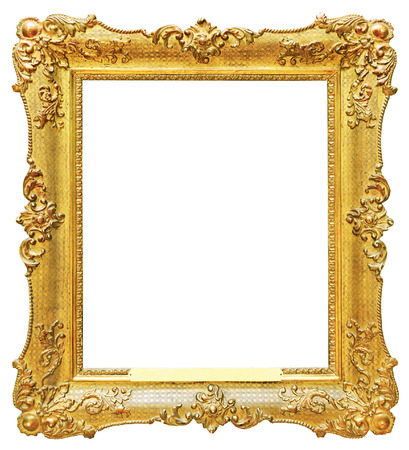Gold vintage frame isolated on white backgroundの写真素材