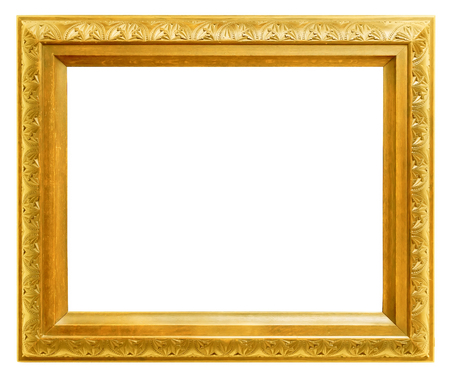 Gold vintage frame isolated on white backgroundの写真素材