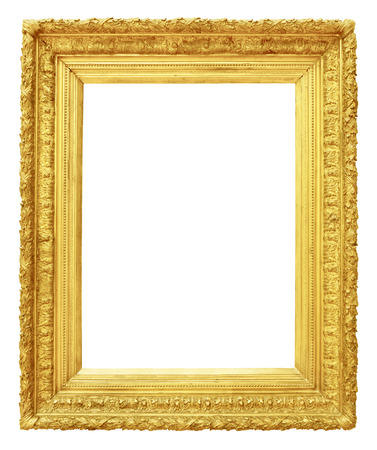Gold vintage frame isolated on white backgroundの写真素材