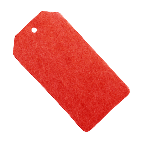 Red blank price tag isolated on white backgroundの写真素材