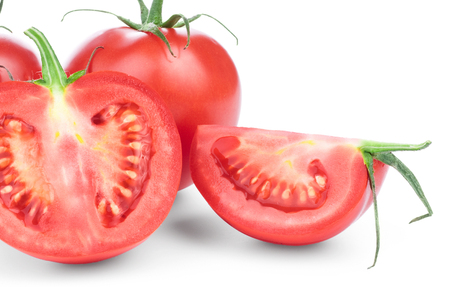 Red tomatoes on whitw backgroundの写真素材