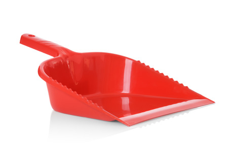 Red shovel isolated on white backgroundの写真素材