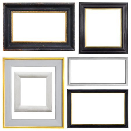 Set of golden vintage frame isolated on white backgroundの写真素材