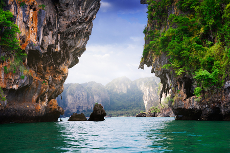 Tropical landscape. Railay beach, Krabi, Thailandの写真素材