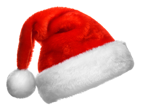 Single Santa Claus red hat isolated on white backgroundの写真素材