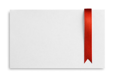 Red bookmark on white cardの写真素材