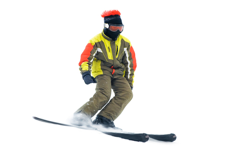 Teen snowboarder isolated on white backgroundの写真素材