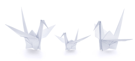 Three origami paper craneの写真素材