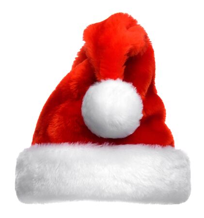 Single Santa Claus red hat isolated on white backgroundの写真素材