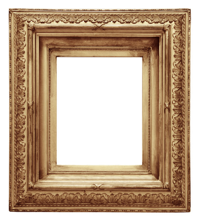 Vintage wooden frame isolated on white backgroundの写真素材