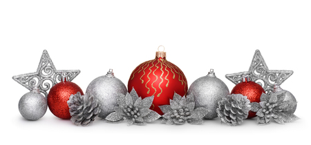Group of christmas balls isolated on white backgroundの写真素材