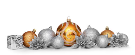 Group of christmas balls isolated on white backgroundの写真素材