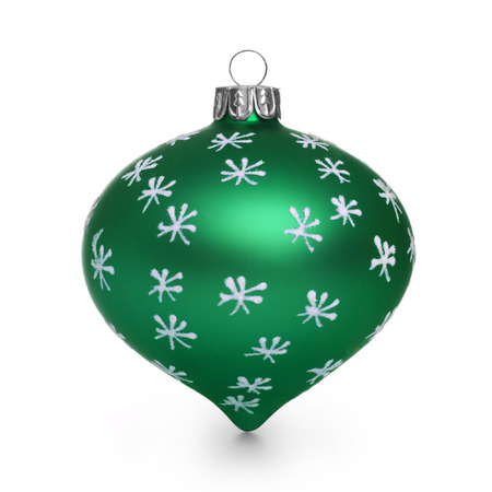 Turquoise christmas ball with snowflakes isolated on white backgroundの写真素材