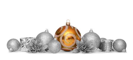 Group of christmas balls isolated on white backgroundの写真素材