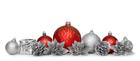 Group of christmas balls isolated on white backgroundの写真素材