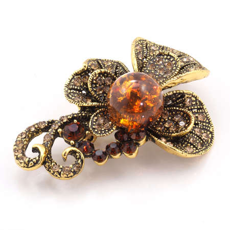 amber brooch flowerの写真素材