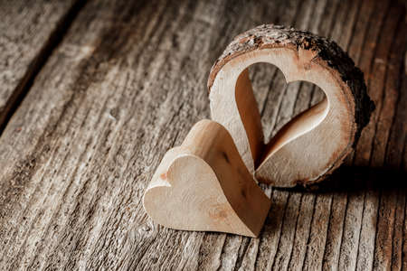 hearth shape wood on the old plankの写真素材