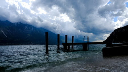 Summer dream: vacation on Lake Garda in Italy - idyllic beaches, warm water and Italian ambience make every trip unique.の写真素材