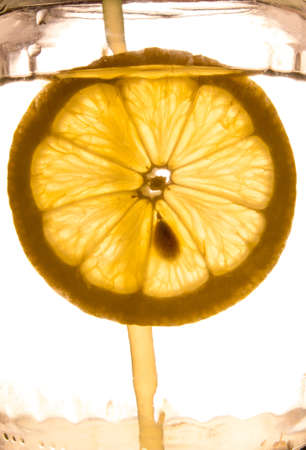 close-up of lemon sliceの写真素材