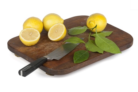 Fresh lemon slices arranged on oblong plateの写真素材