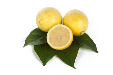 Fresh lemon isolated on whiteの写真素材
