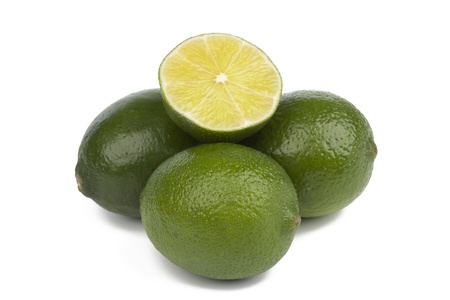 Fresh limes Isolated on whiteの写真素材