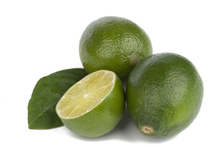 Fresh limes Isolated on whiteの写真素材
