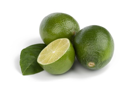 Fresh limes Isolated on whiteの写真素材