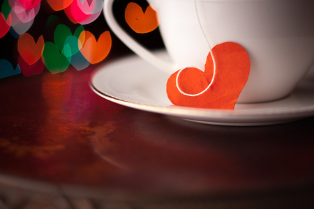 Valentine s day cup with heart shapeの写真素材