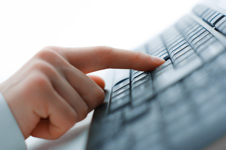 Image of man's hands typing. Selective focusの写真素材
