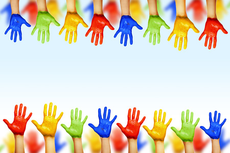 hands of different colors. cultural and ethnic diversityの写真素材