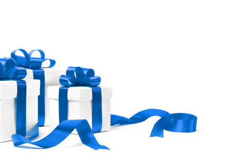 set of gift boxes with a tape. isolated on white background