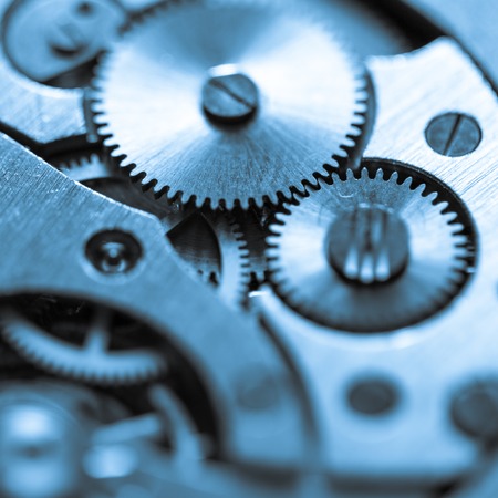 clock mechanism made in the technique of toning. Very shallow depth of field. Focus on the central...