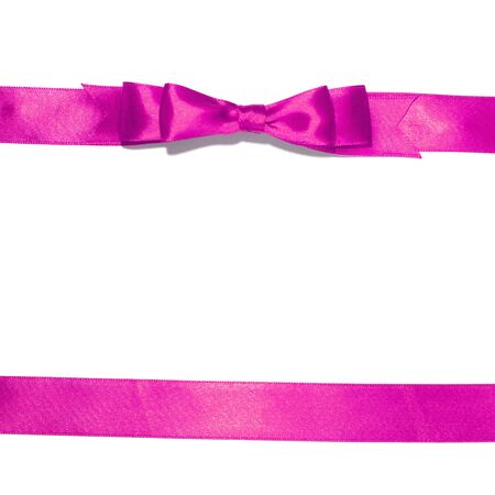 Purple  ribbon and bow isolated on white backgroundの写真素材