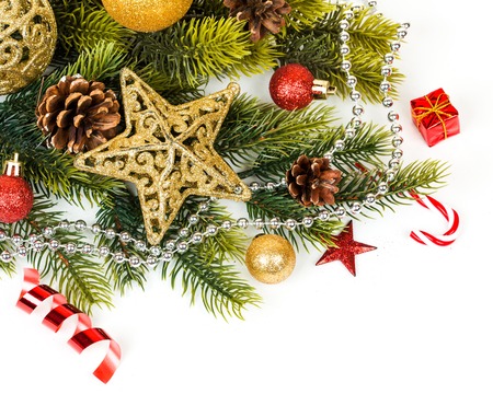 Christmas Decorations Isolated on White Backgroundの写真素材