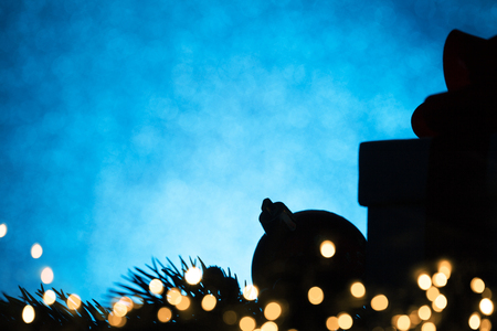 silhouette christmas ball and giftの写真素材