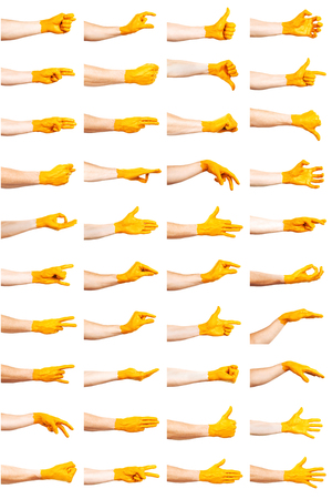 set of yellow hand gesturesの写真素材