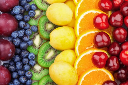 Fresh fruits.Assorted fruits colorful background. Color rangeの写真素材