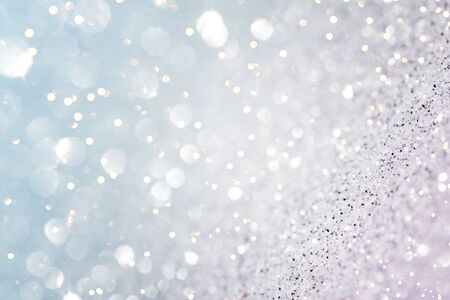 Chritmas light background with snow and blue sky. Design backgroundの写真素材