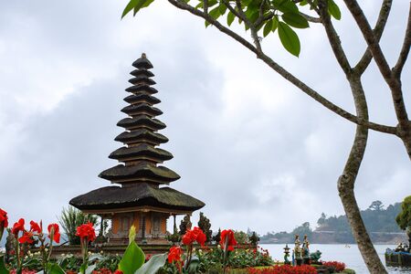 Hindu temple Pura Ulun Danu Bratan, Bali, Indonesiaの写真素材