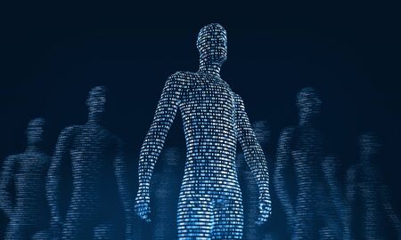 Human bodies made of ones and zeros. 3d renderingの写真素材