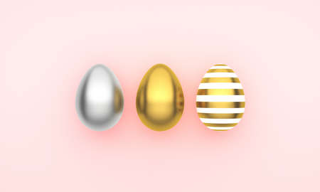 Easter decor with eggs, pastel background. Happy Easter card. 3d renderingの写真素材