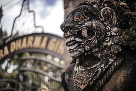 Close up statue portrait in Bali, Indonesiaの写真素材