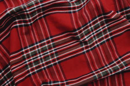 Background of traditional checkered christmas fabricの写真素材