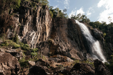 Beautiful waterfall on a cliff in Vietnam.の写真素材