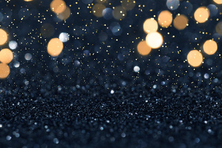Glitter vintage lights background, light silver and blackの写真素材