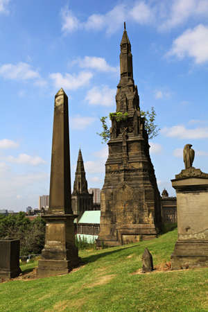 Graves at the cemetery in Glasgow, Scotland の写真素材